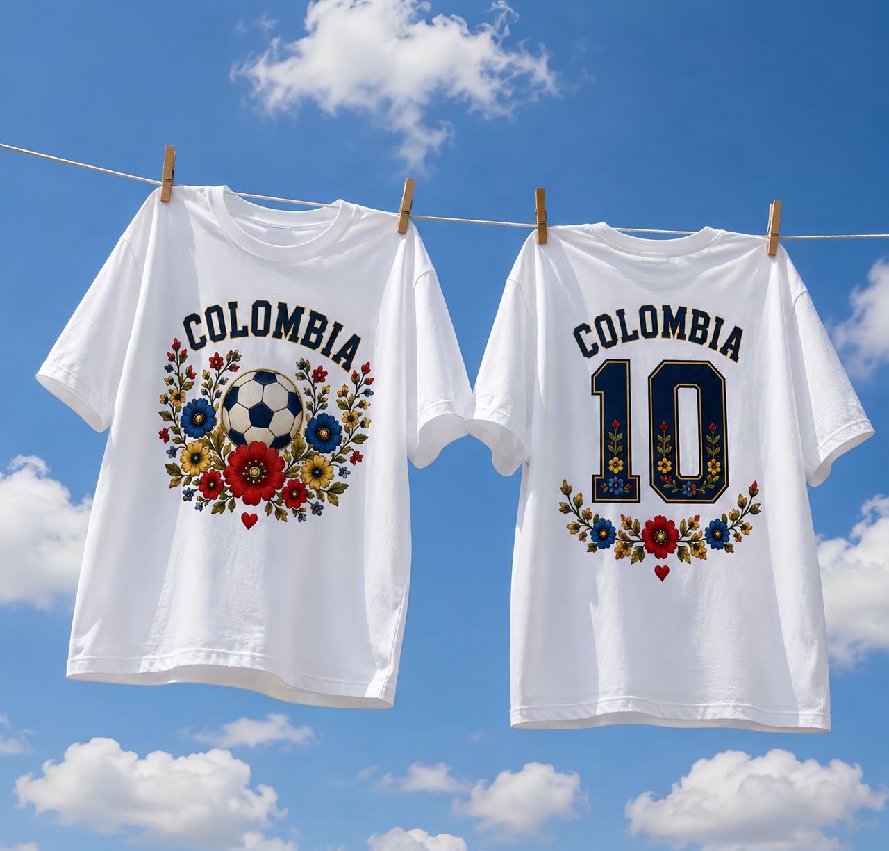 Camiseta Colombia Florece Blanca