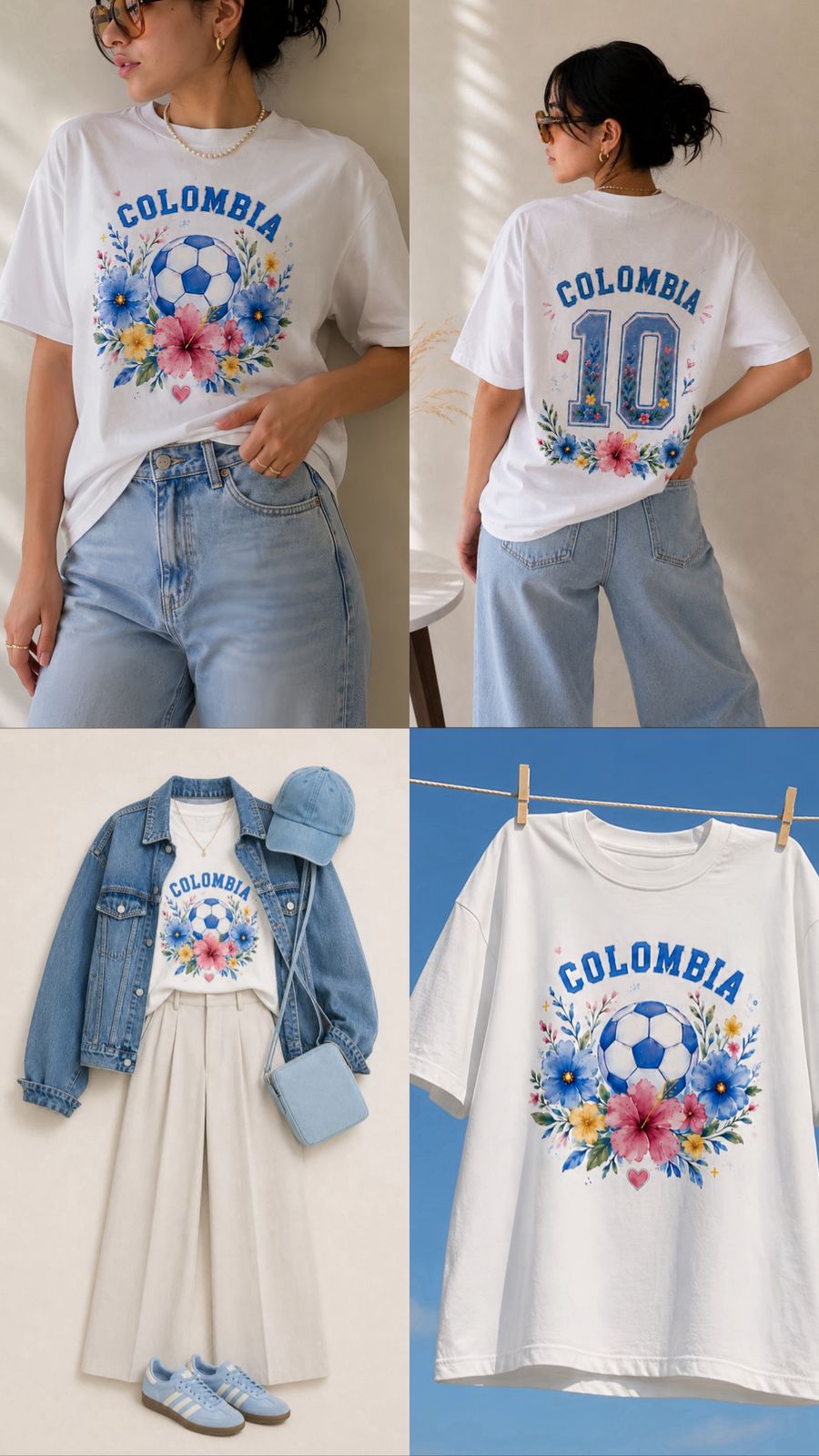 Camiseta Colombia Florece Pastel