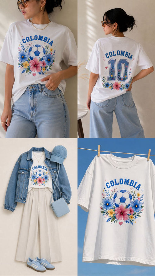 Camiseta Colombia Florece Pastel