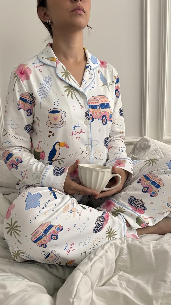 Pijama Colombia Pastel White