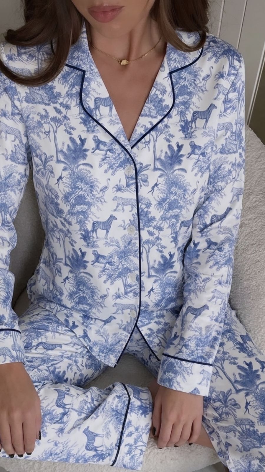 Pijama Animales azules Toile de Jouy