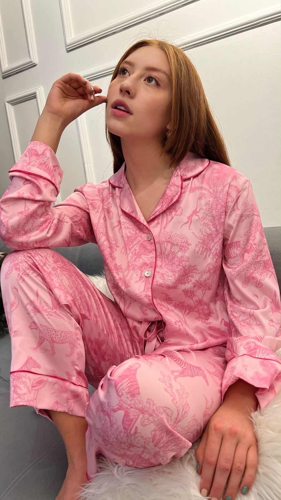 Pijama Animales rosados Toile de Jouy