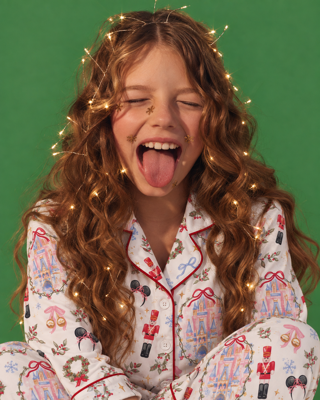Pijama Christmas village borde rojo