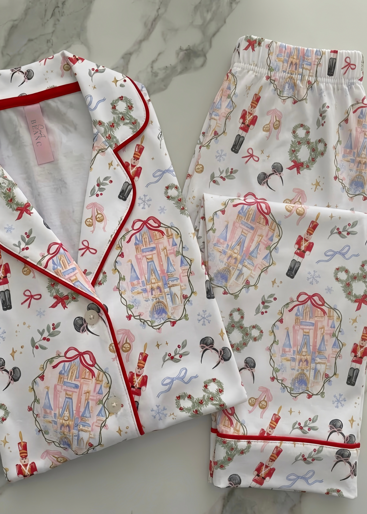 Pijama Christmas village borde rojo